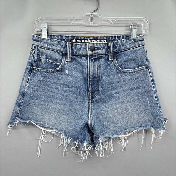 Alexander Wang Pants - Alexander Wang Shorts Womens 25 High Rise Bite Denim Cutoff Raw Hem Made USA